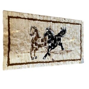 Handmade Animal Hide Suede Pony Hair Horse Print Mustang Rug Tapestry 54”x31.5”